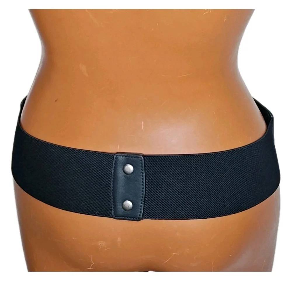 BP Western Triple Buckled Waist Cincher Hip Belt Black Sm/Med Snap Stretchy Nwt